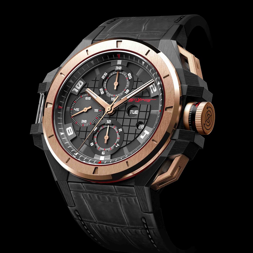 Snyper One Chronograph Rare Engraved Bezel 43mm Swiss Automatic Carbon  Fiber - The Sutor House