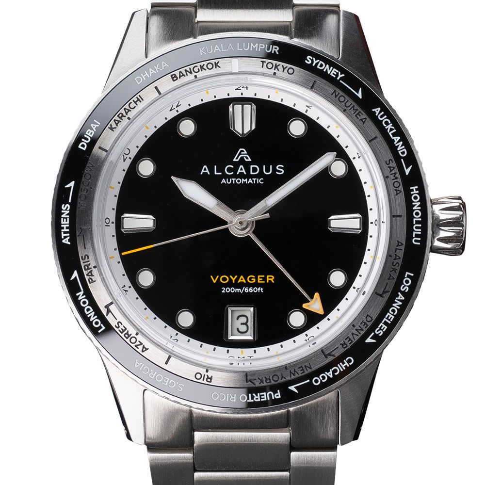 ALCADUS, Voyager Worldtimer GMT - Jet Black | GPHG