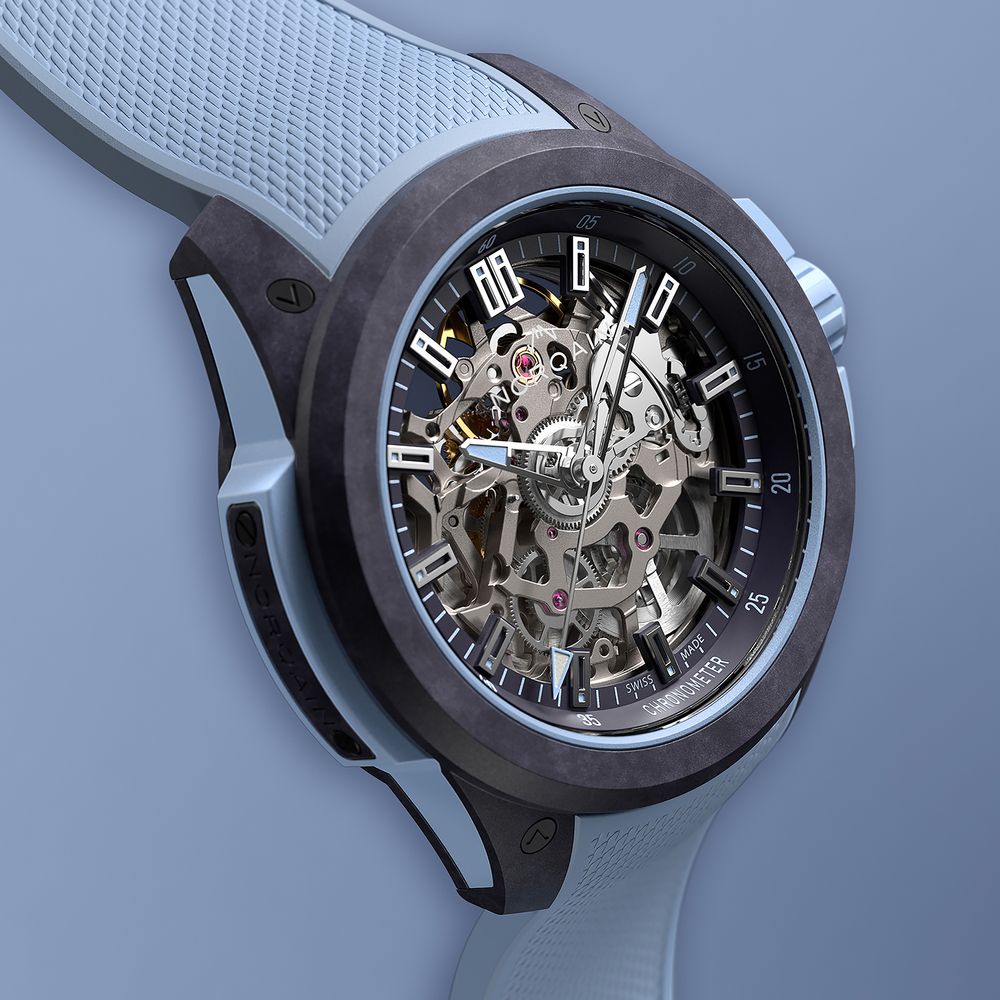 NORQAIN, Wild ONE Skeleton 39mm Purple Ice Blue | GPHG